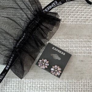 Express Lavender Pink Floral Crystal Stud Earrings